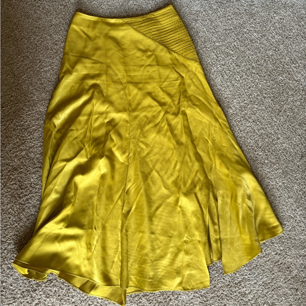 Anthropologie Mustard / Chartreuse Midi Skirt